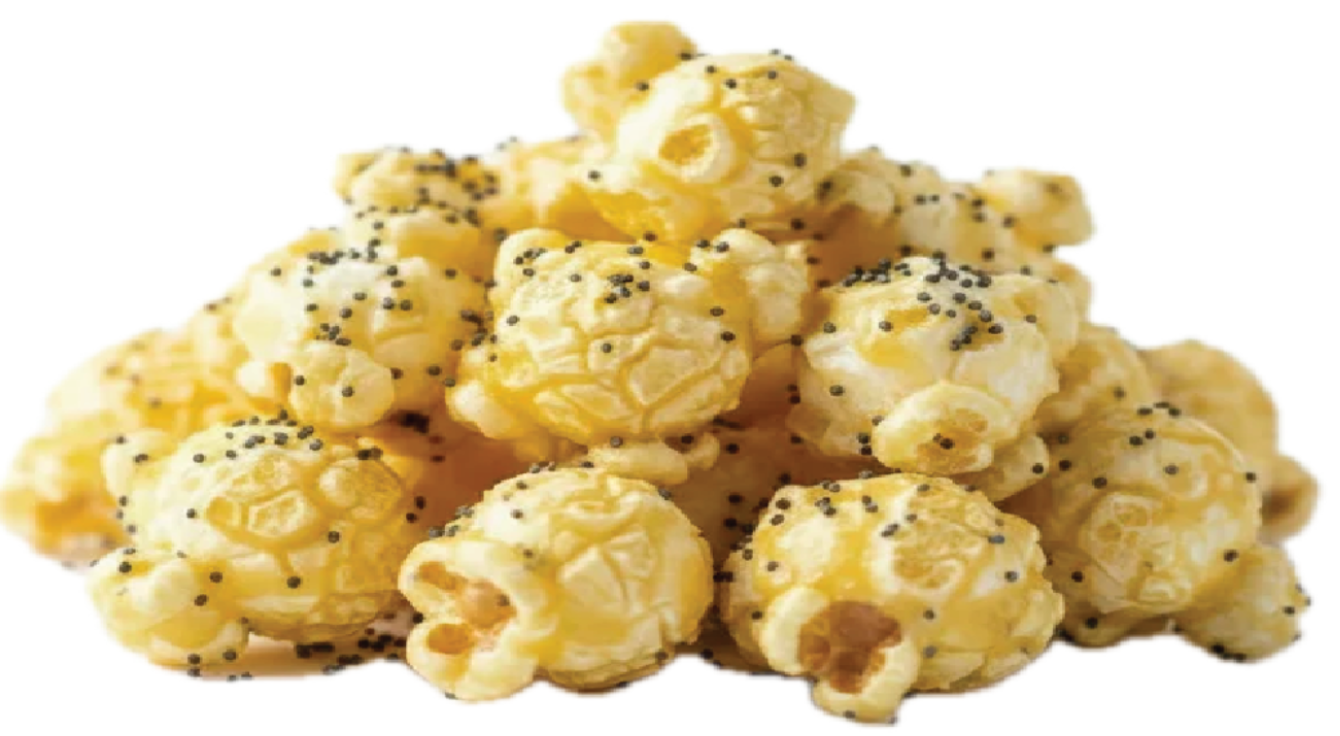 Lemon Tart Gourmet Popcorn with White Chocolate and Poppy Seeds