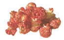 Crispy red popcorn kernels with a sugary coating.