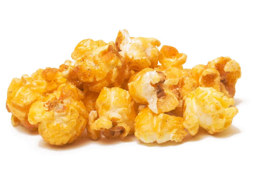 A pile of golden-brown, caramel-coated popcorn.