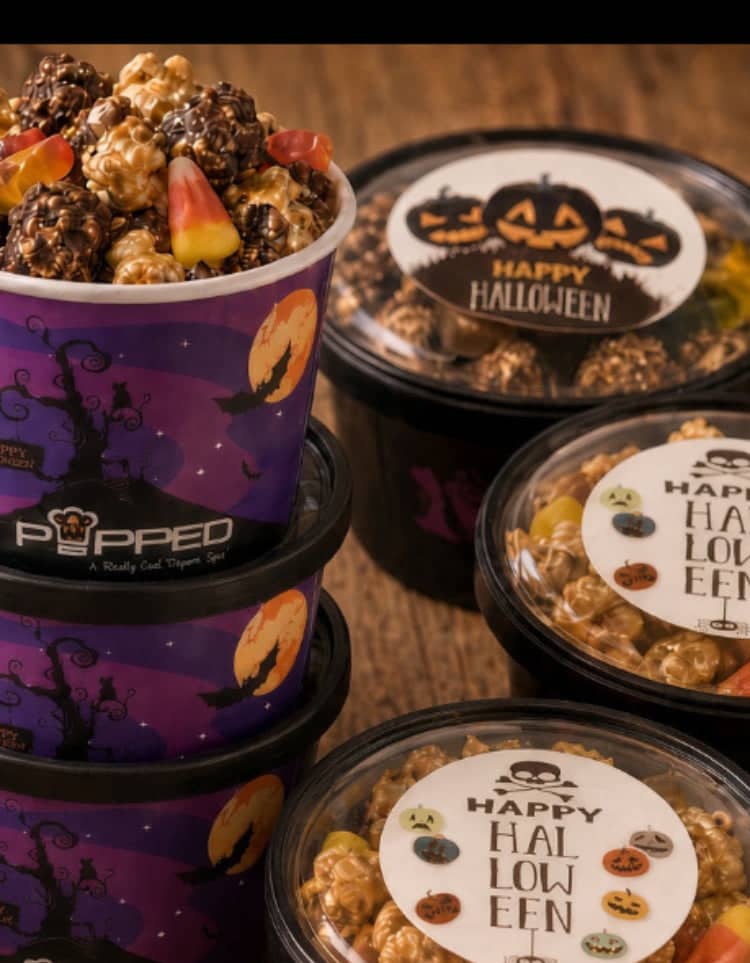 halloween popcorn treats with candy corn and popcorn