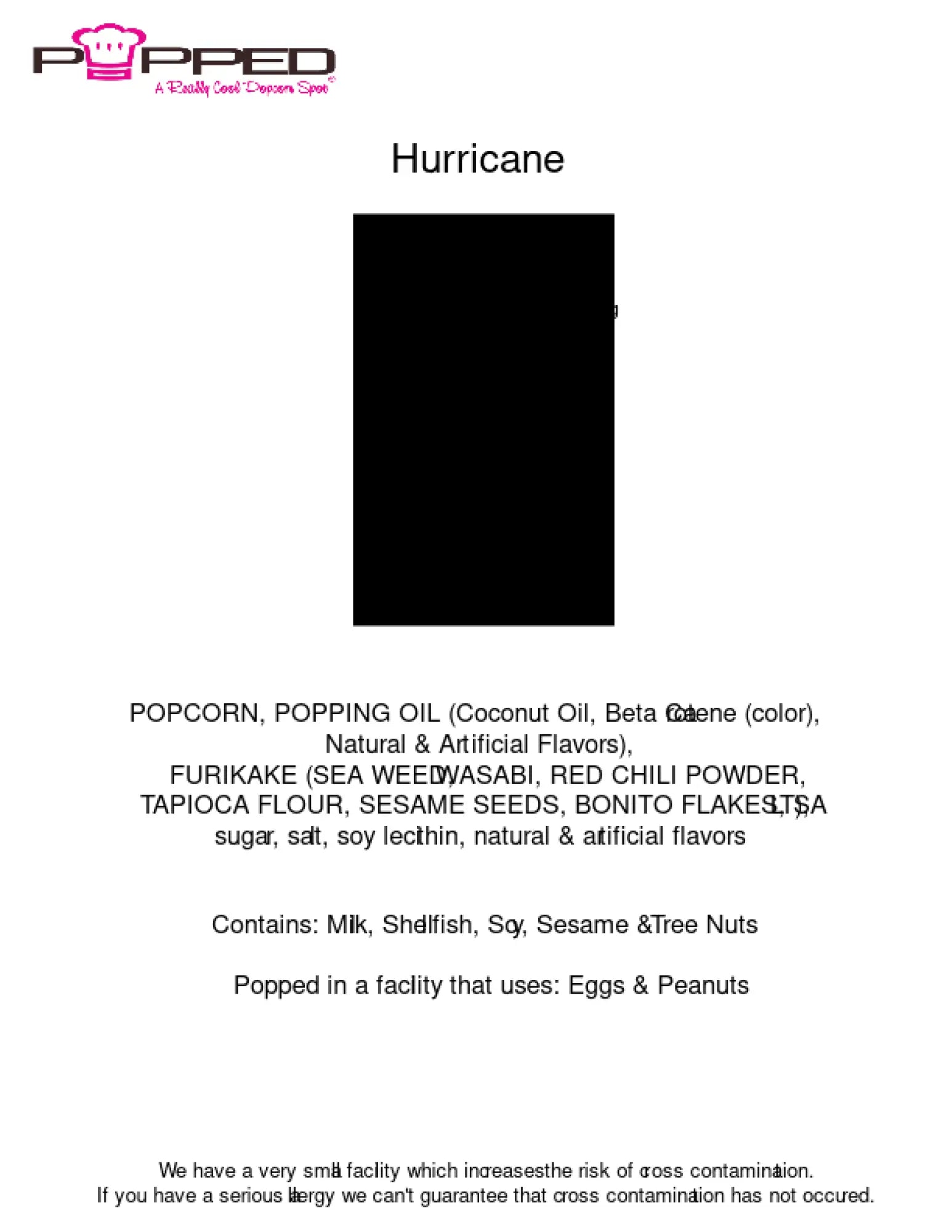 ingredients hurricane gourmet popcorn from hawaii