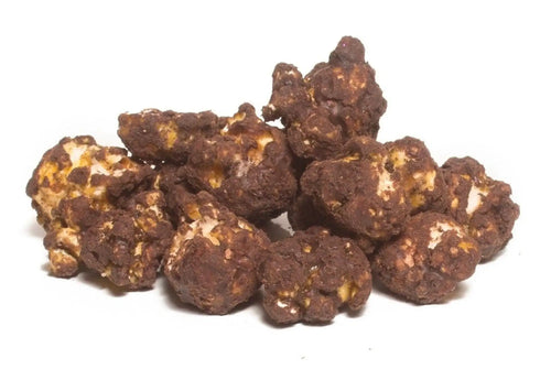A pile of chocolate-covered popcorn.
