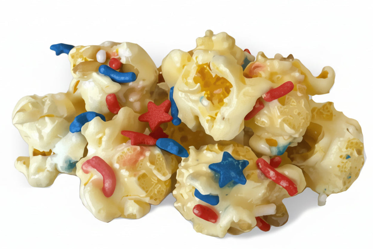 Sweet popcorn with colorful sprinkles.