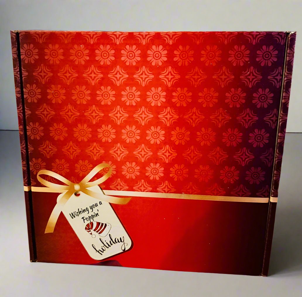 POPPED LAS VEGAS Holiday Themed Gift Box with Nine Assorted Flavors-in Red