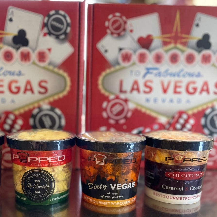 POPPED LAS VEGAS Las Vegas Themed Gift Box with Nine Assorted Flavors