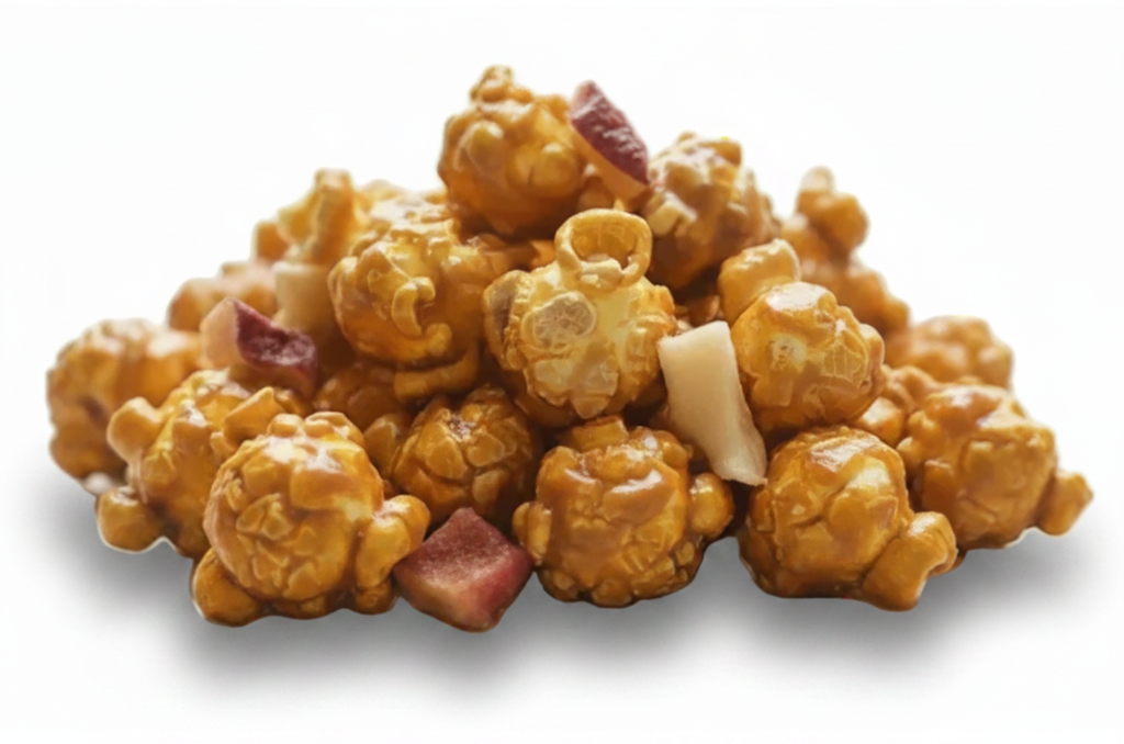 Gourmet Caramel Popcorn with Freeze Dried Apples