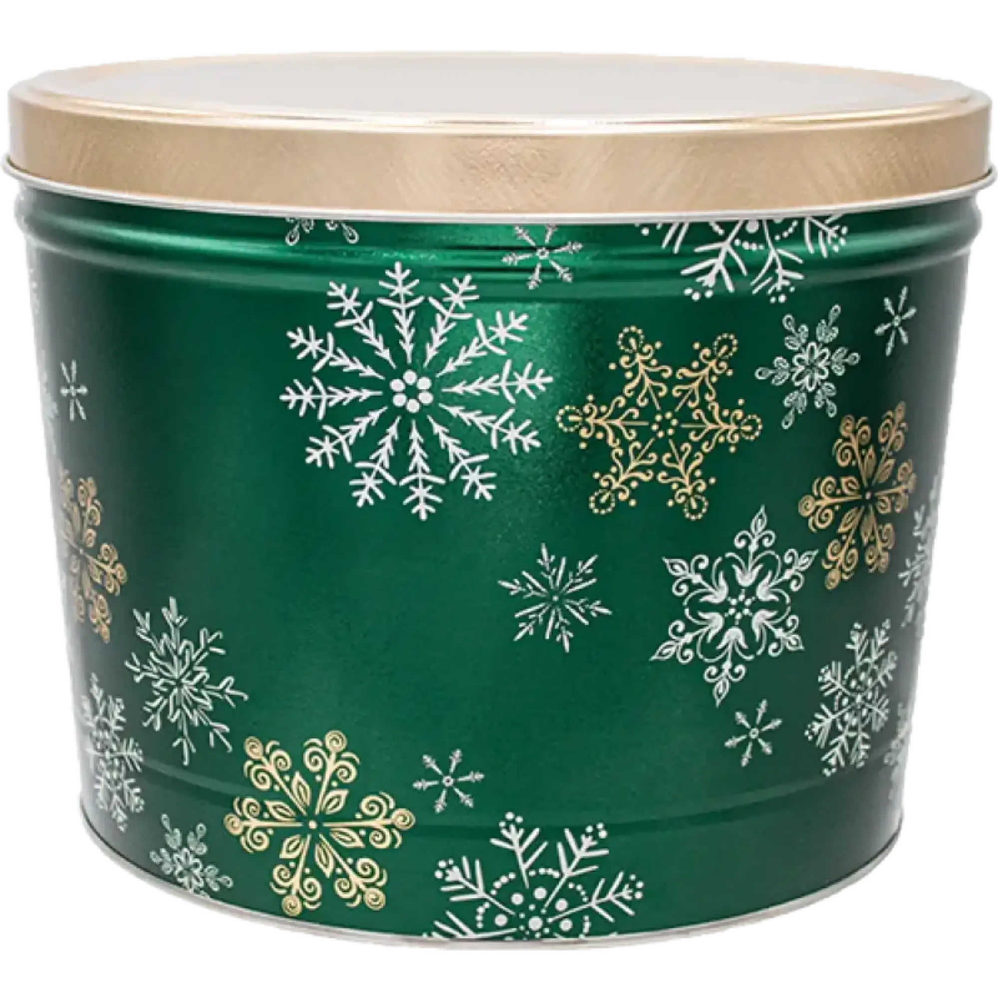 Las Vegas Gourmet Popcorn Gift Tin with Green Snowflakes