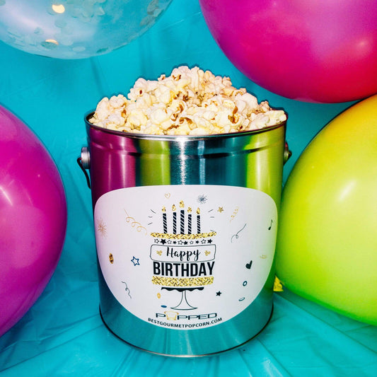 POPPED LAS VEGAS Gourmet Popcorn Birthday top rated  Tin 1 gallon